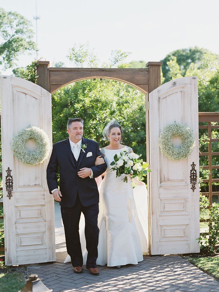 Door entrance at backyard wedding ceremony
