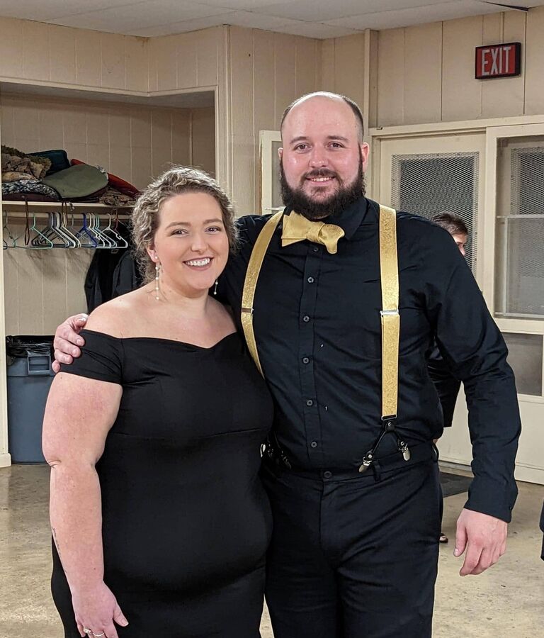 At our engagement party, ringing in the New Year!