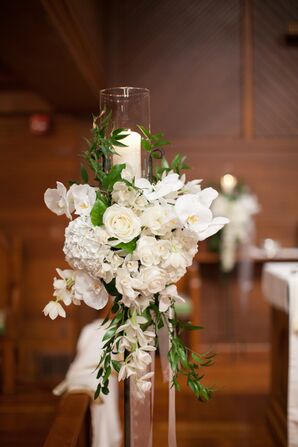 Short White Hydrangea and Rose Centerpieces