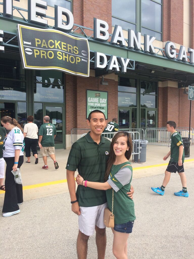 First football game together at Lambeau Field!