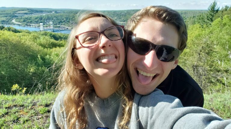 Teressa moves in with Michael for a month in between internships during peak covid shutdowns, thus beginning to lay the foundations of their life in the Keweenaw.
Pictured: On top of Mount Ripley overlooking the Portage Canal and Lift Bridge.