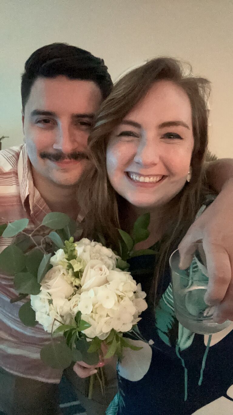 Caught the bouquet at the Stacy wedding!