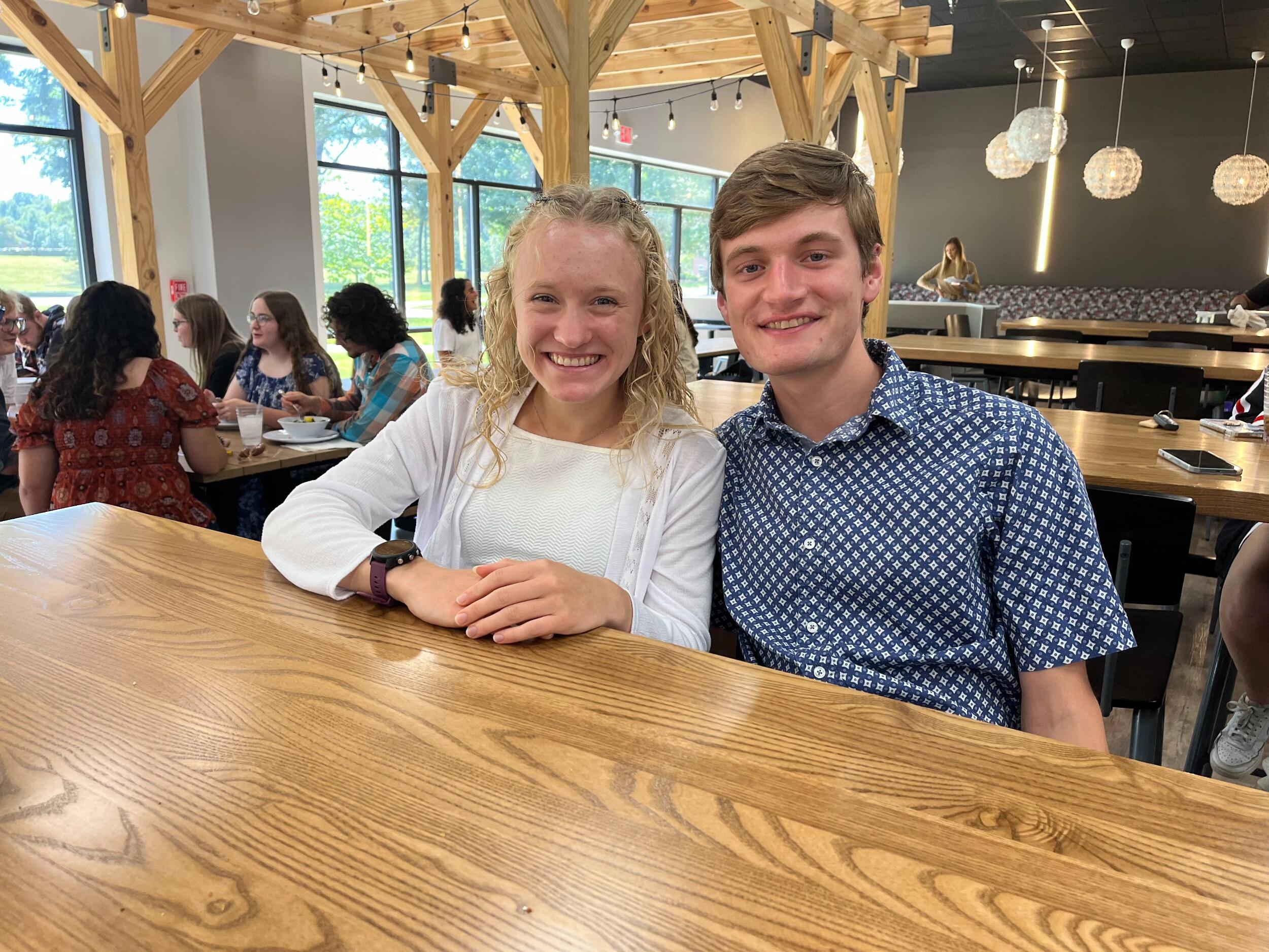 Caleb and Ayla in Cobo dining hall after church when Ayla's parents were visiting!