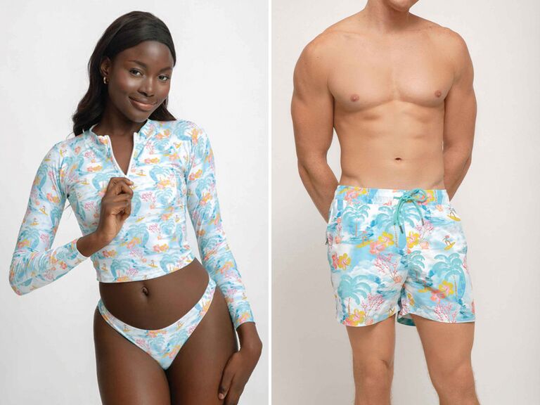 Matching couples swimsuits