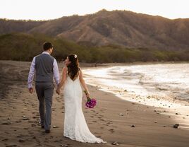 Couple on beach in Costa Rica destination wedding.