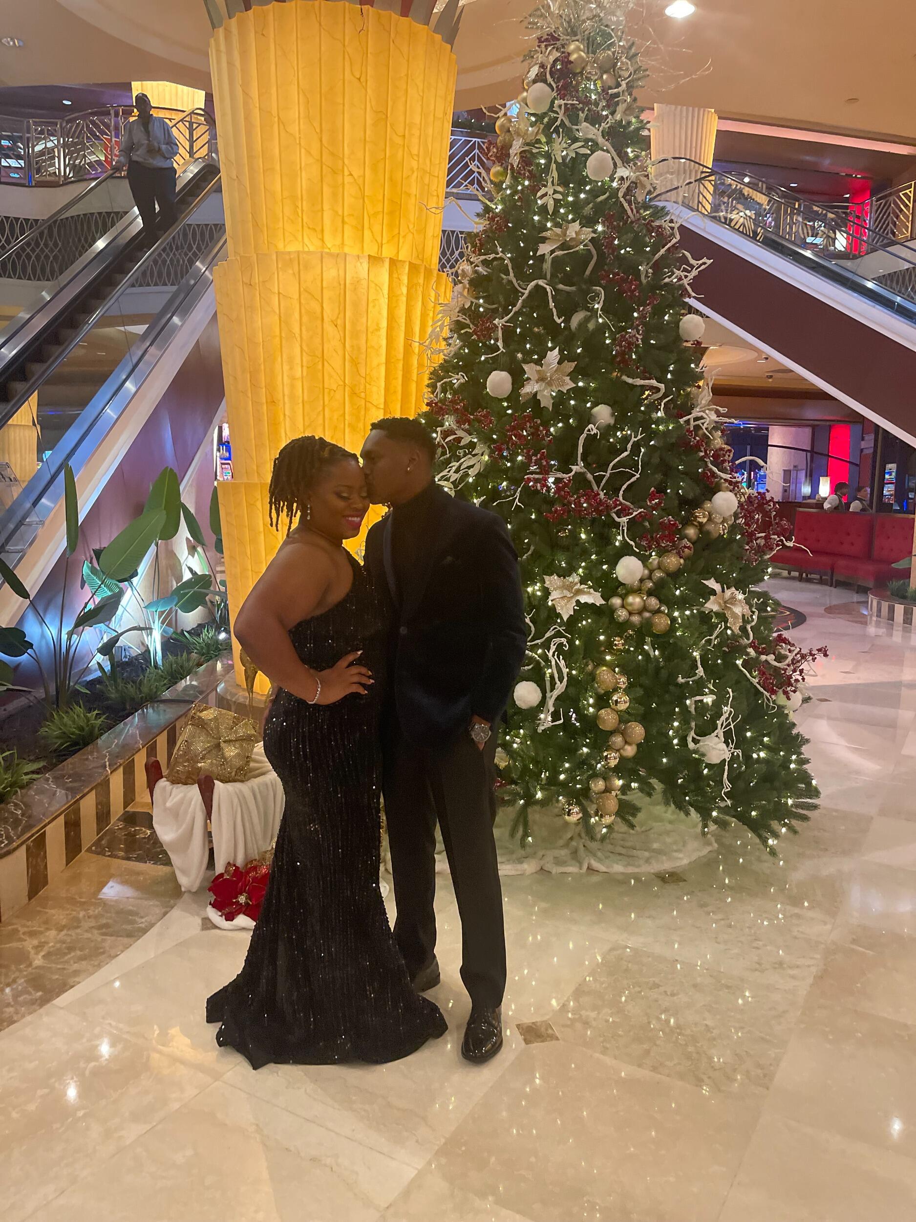 Jabari and Alexandria celebrate their first Christmas with their families together.
