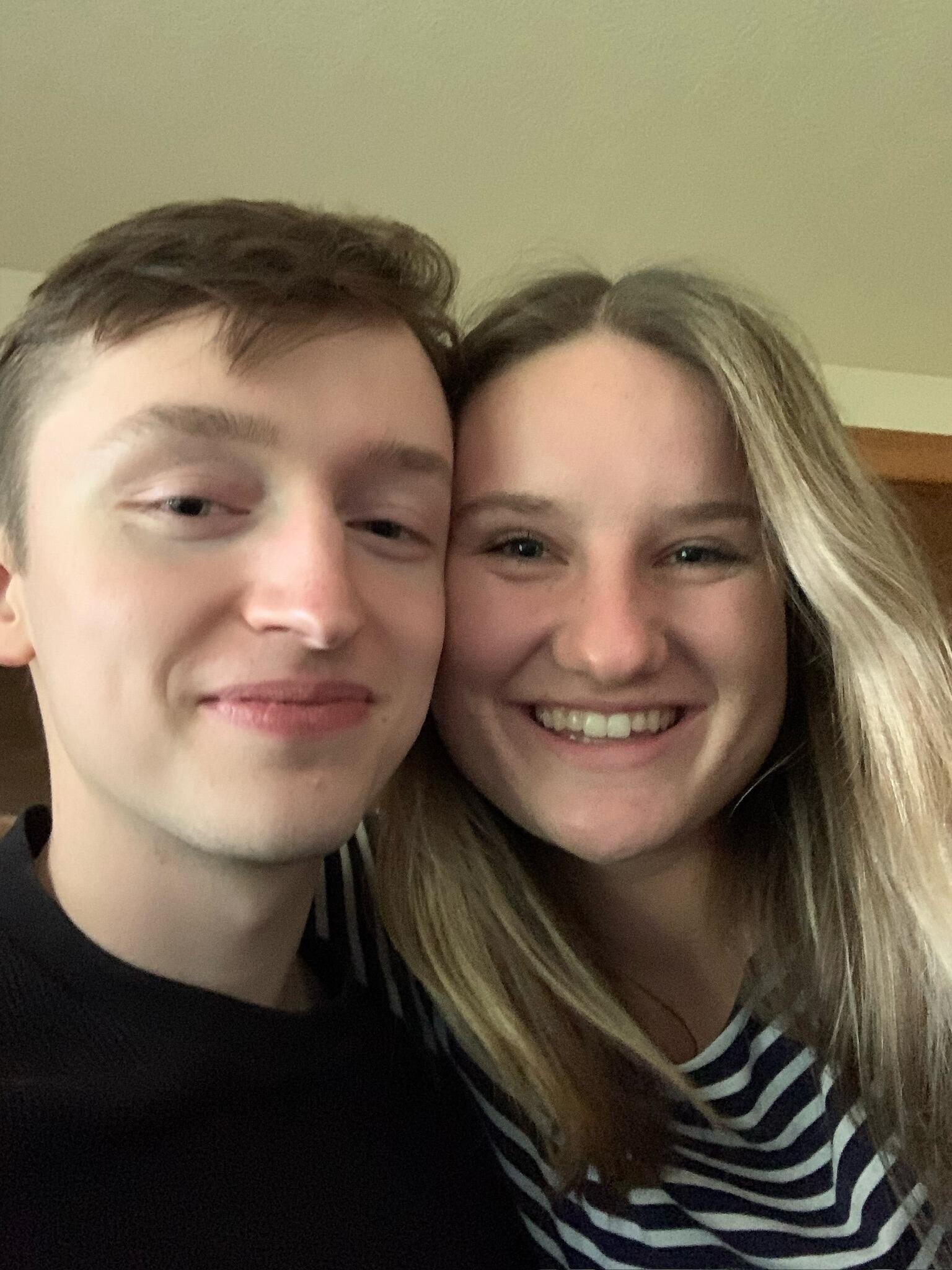 During the pandemic, our college, Walla Walla University, transitioned to fully online classes. Ivan was working and living at home and Emma was working in Yachats, OR, while staying with her grandparents. We shared an early morning biology class and became lab partners, where we instantly clicked. Soon, we were facetiming every day! Eventually, Ivan visited Emma at the coast, and this is our first selfie as boyfriend and girlfriend!