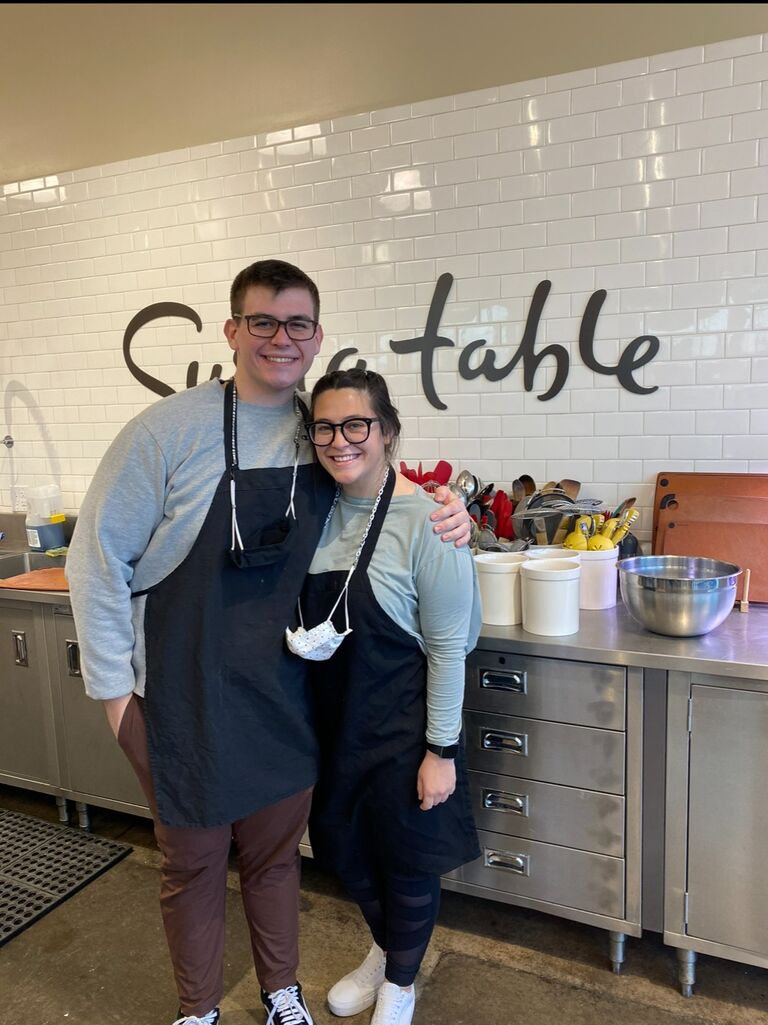 We took a cooking classes together that ended up being Kenzie watching Josh cook.