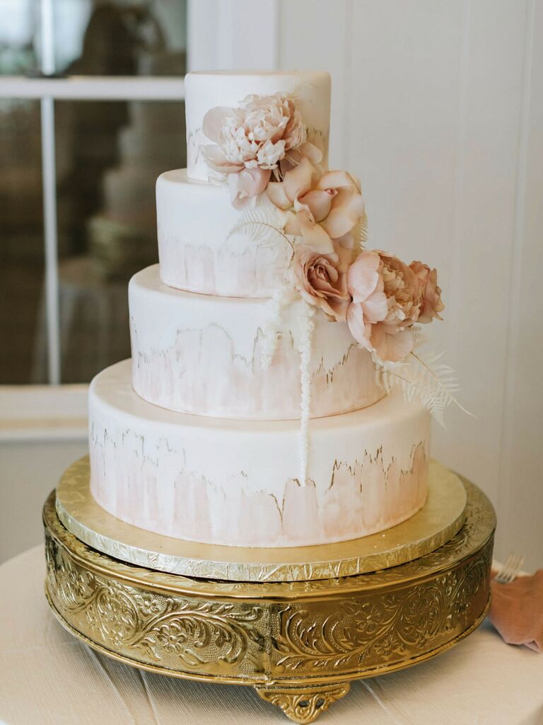A romantic neutral-toned cake.