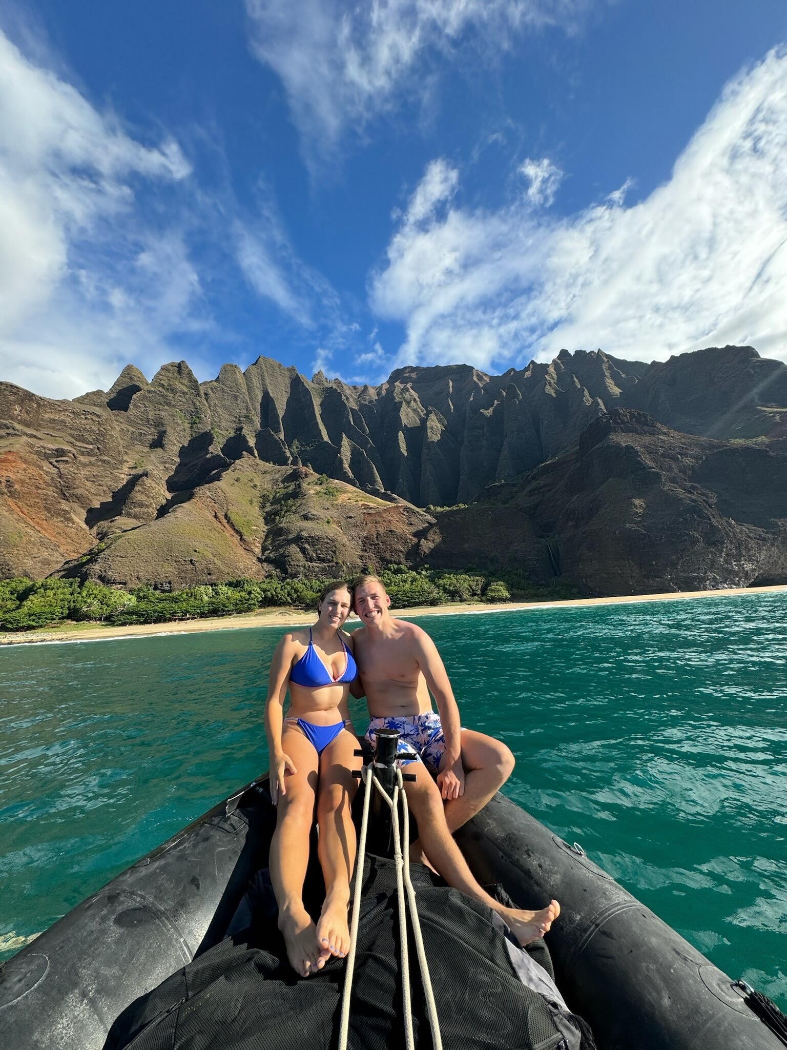 Despite her proneness to seasickness, Courtney blindly agreed to a zodiac boat tour not knowing what a zodiac was until they pulled up to the harbor. She discovered that she liked that as well!