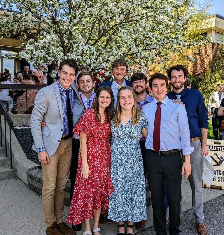 While at MLC, Maggie and I got to know each other because of our mutual friends. One group of friends, which we called "Mittwoch," would hang out every Wednesday to play games or get drinks together. Here we all are at 2022 graduation. 