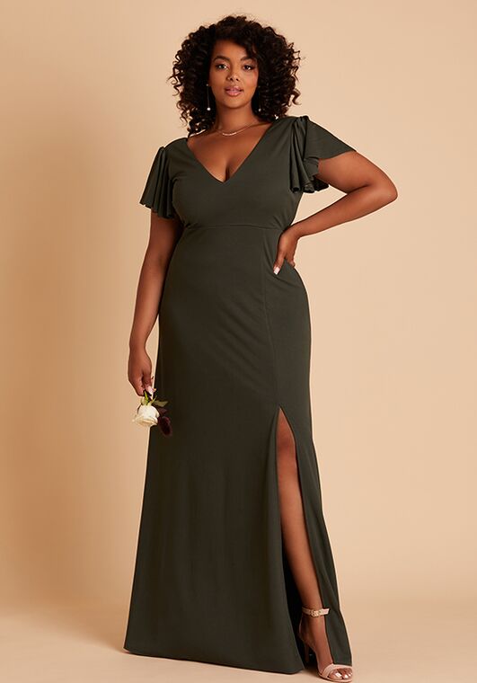 Birdy Grey Hannah Dress in Crepe Olive Bridesmaid Dress | The Knot