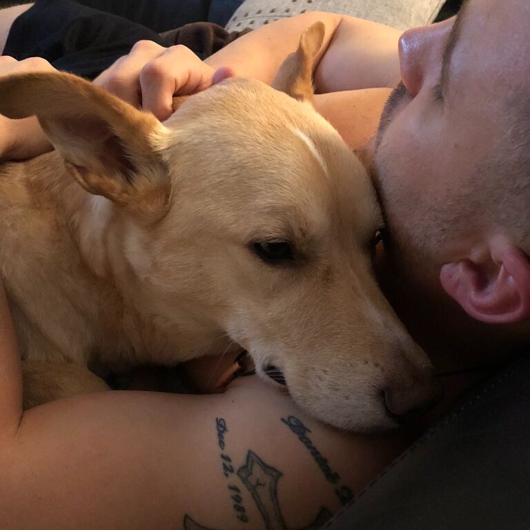 Last cuddles with our BFF Sniper - RIP. 