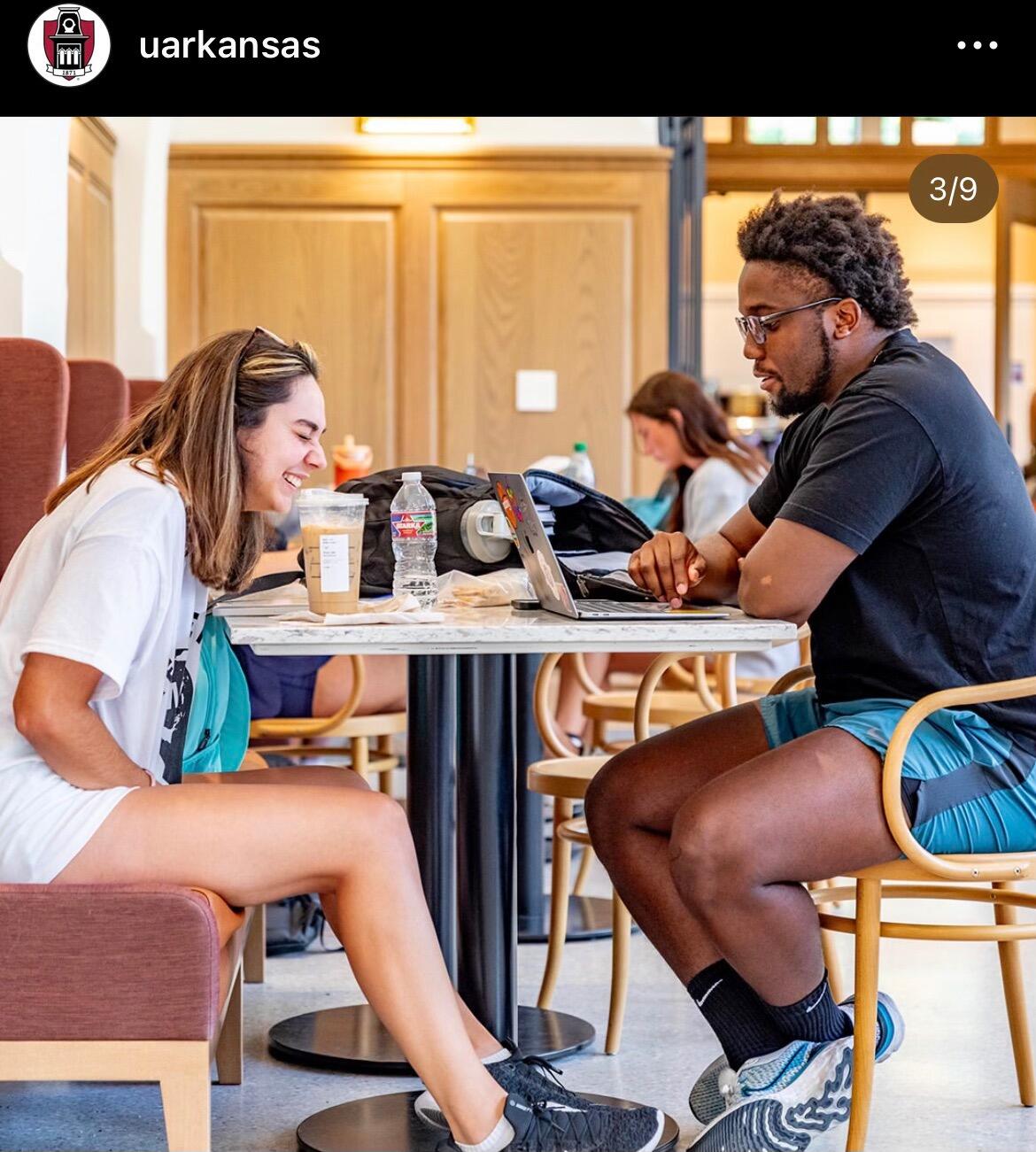 JP and I both transferred to the University of Arkansas and you know our love story is real when we're put in the newspaper and on the school's social media account. It was so funny! 
