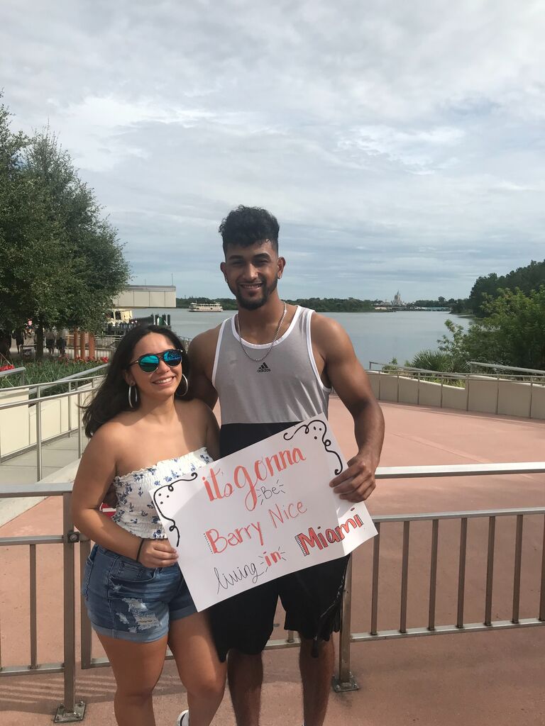 Justin came back to Florida after Spring Semester. On a Disney trip, he surprised Ayleen with the news that he was moving back to Florida to finish school at Barry University! (No he did not move back because of Ayleen, but Ayleen was a plus!)