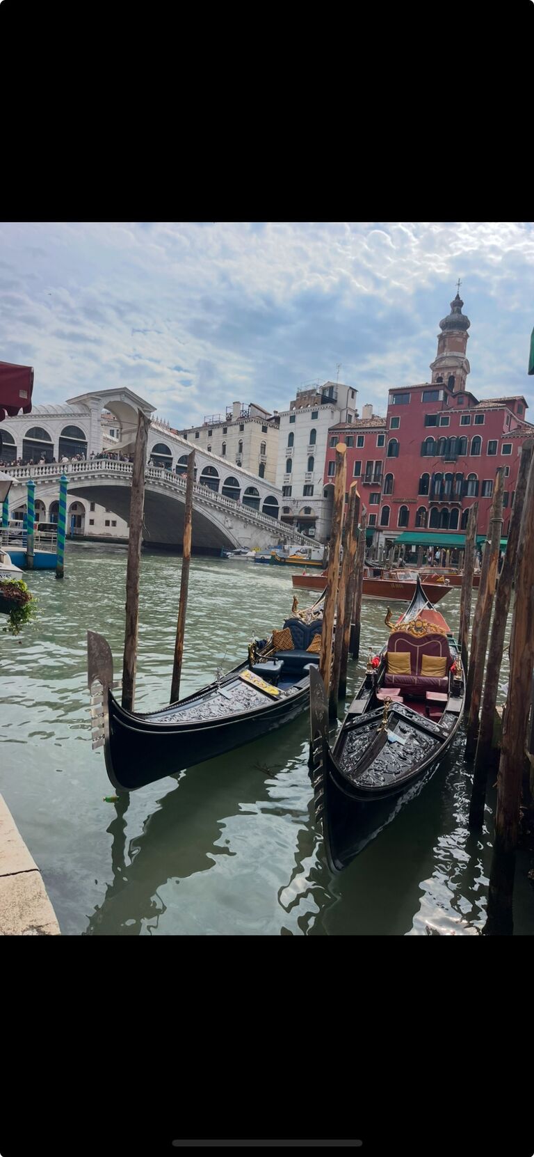 They explored Venice, Italy. Abe found a delicious gluten free breakfast place for Stephanie that was delicious! 