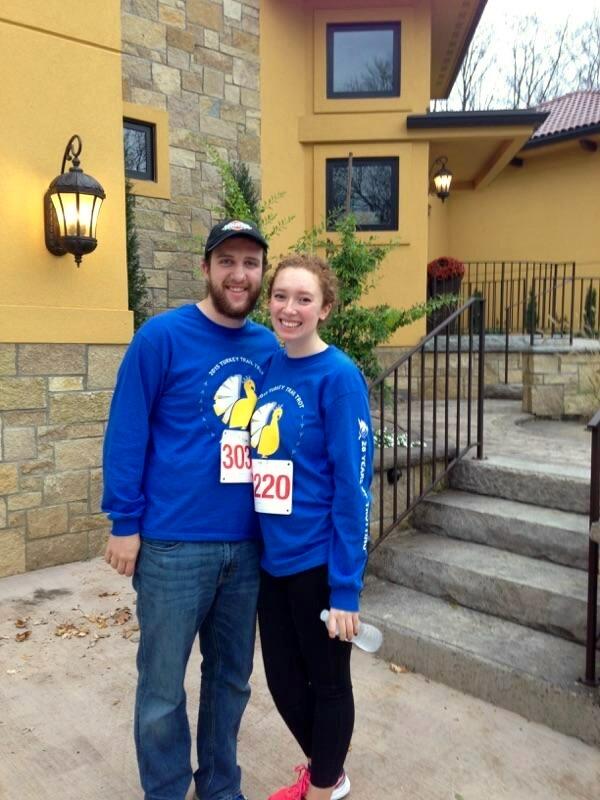 Turkey Trot Parkville. This was our first thanksgiving together! Luke took Laura to KC and introduced her to everyone.