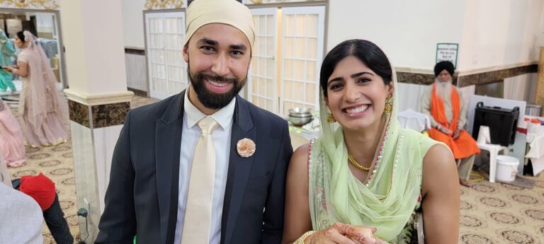 Our very first photo together!

We met at a wedding. Sundeep was related to the bride who also happened to be Alka's close friend from optometry school. 