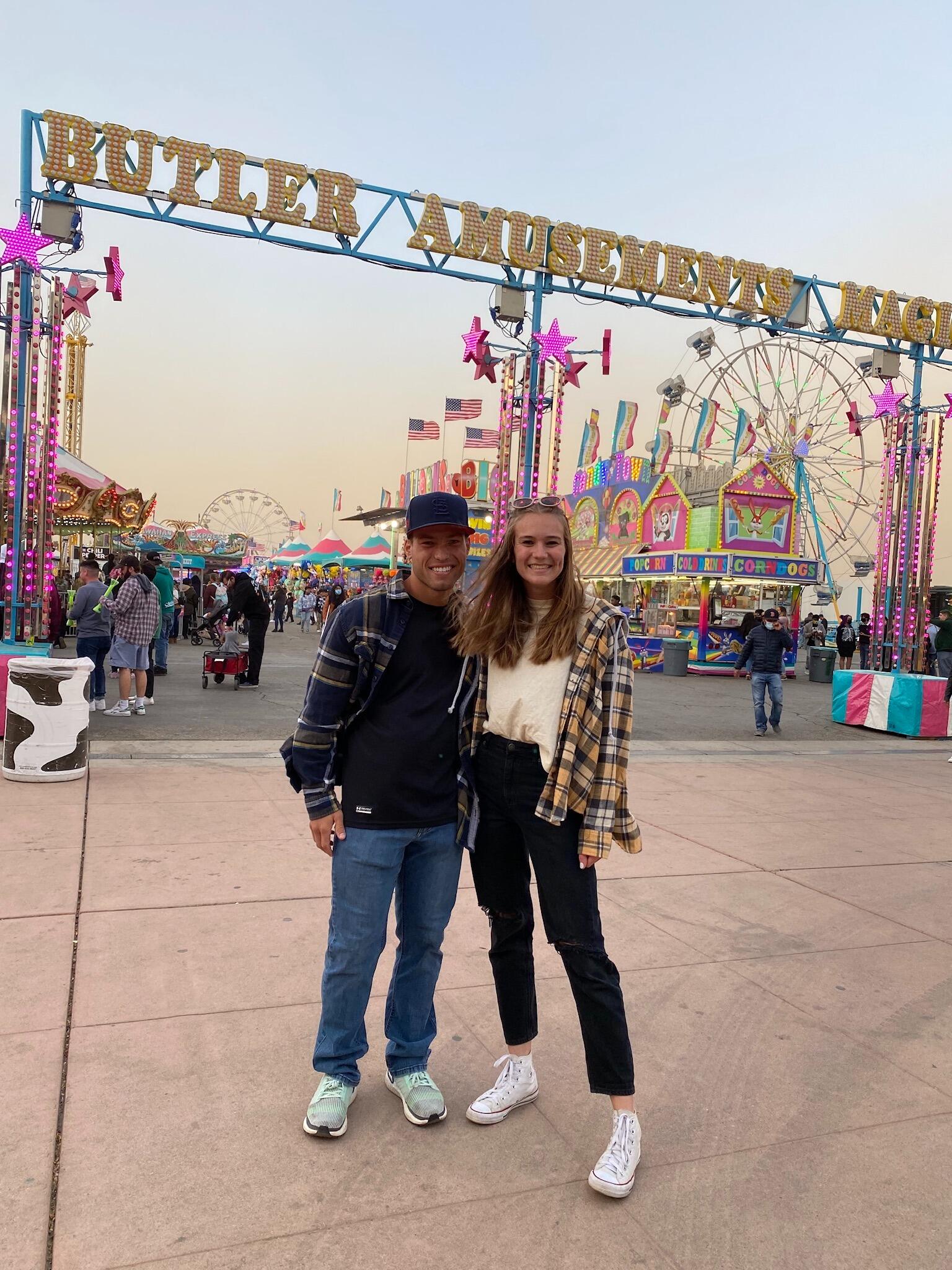 Our first picture together (#awkward)! We went to the Big  Fresno Fair (Audrey's favorite place). 