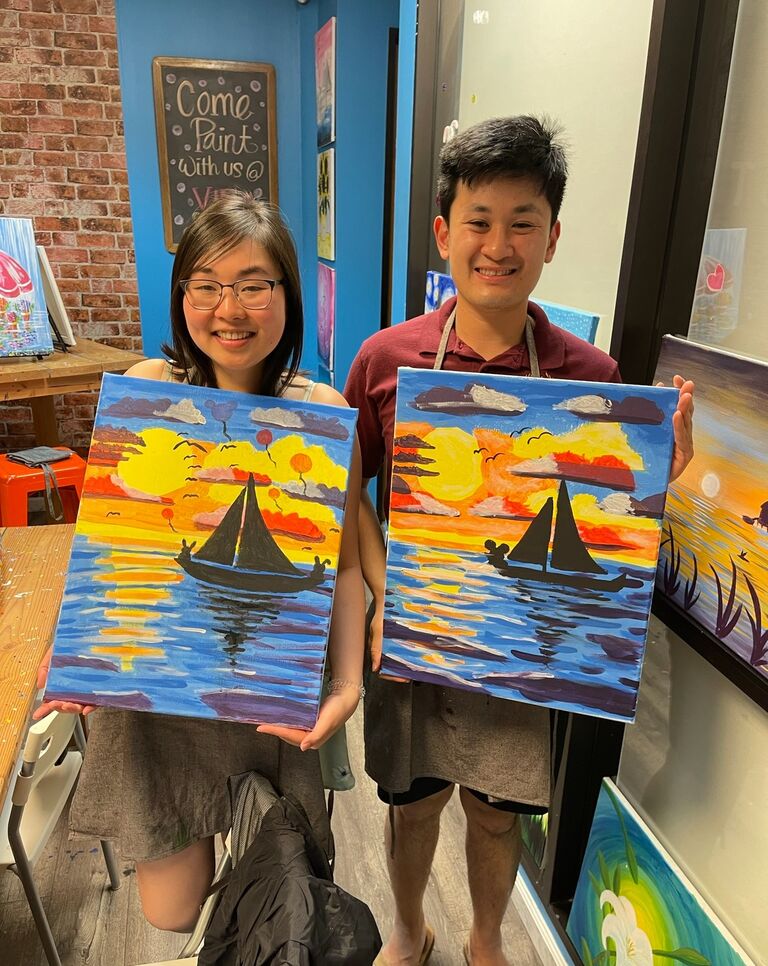 Our first paint-and-sip event where our creative sides came out!