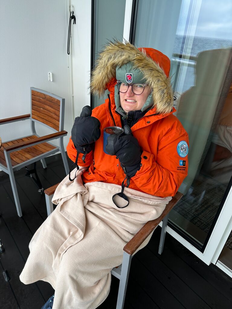 Sarah tries to survive sea sickness while crossing the Drake Passage
