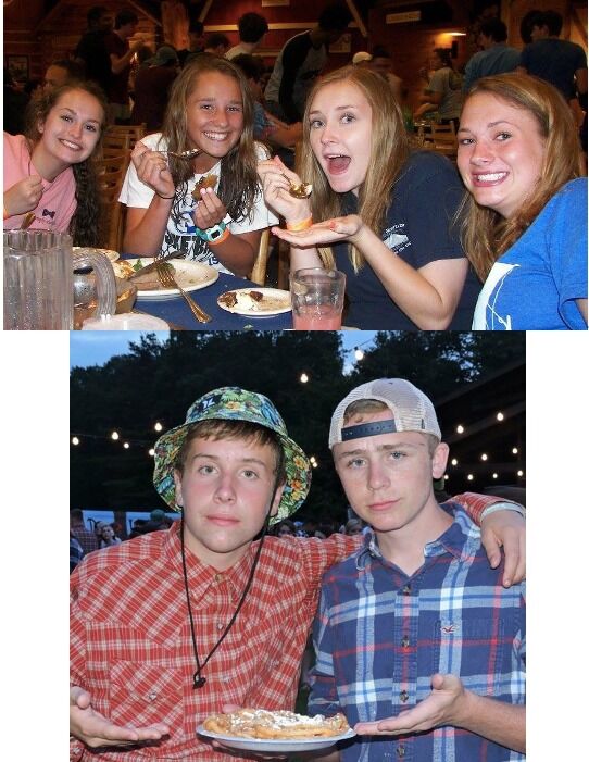 Nick and I met at Younglife Camp in the summer after our sophomore year of high school. Bottom of our memories:

Nick: "I remember sitting outside the lodge at the adirondeck chairs talking with some highschools friends and seeing Leah. I think my exact words were 'This just feels different'. Little did I know what God had in store."

Leah: "I remember playing tag on the wibit (an obstacle course) on the water. As we were playing I fell in between two wibits and was stuck and unable to get out. Nick came and lifted me out of the wibit, and I remember thinking he was cute and kind of sweet."