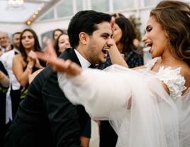 Happy bride and groom