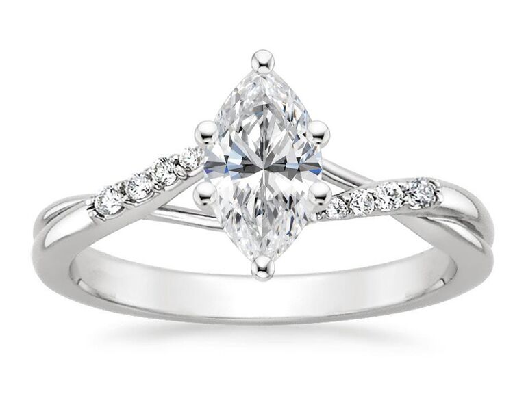 brilliant earth 18k white gold marquise diamond engagement ring with diamond twisted band