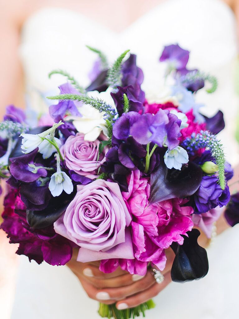 purple flower wedding bouquet