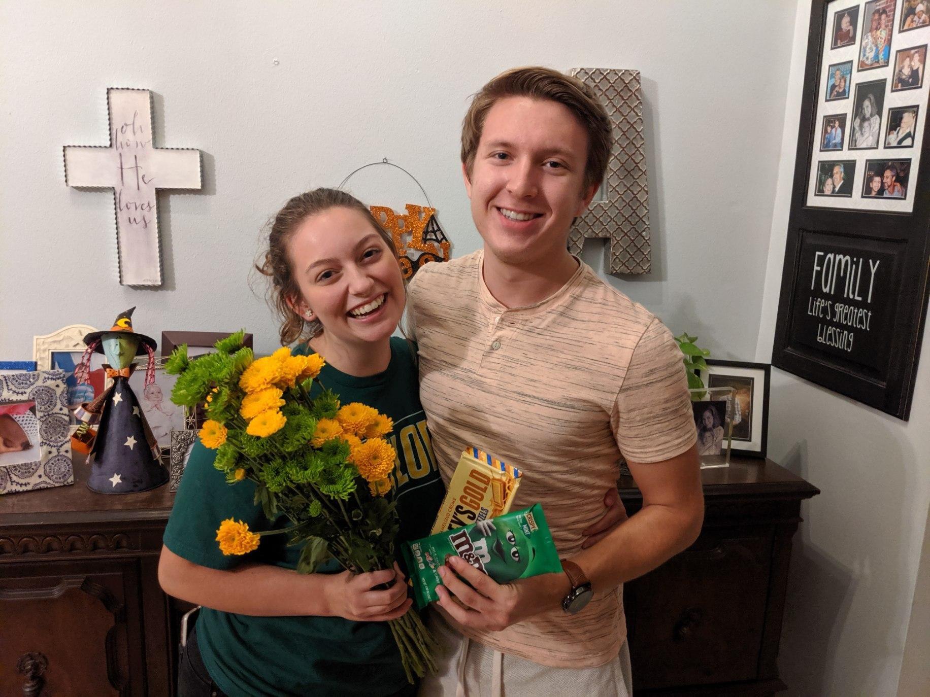 Paige gets into Baylor, Cole surprises her with green and gold flowers and chocolates.