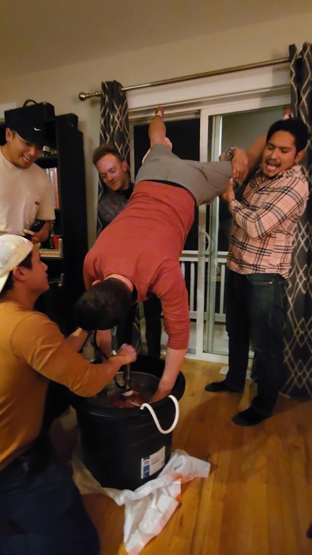 Jake's first keg stand, at Alison's house!