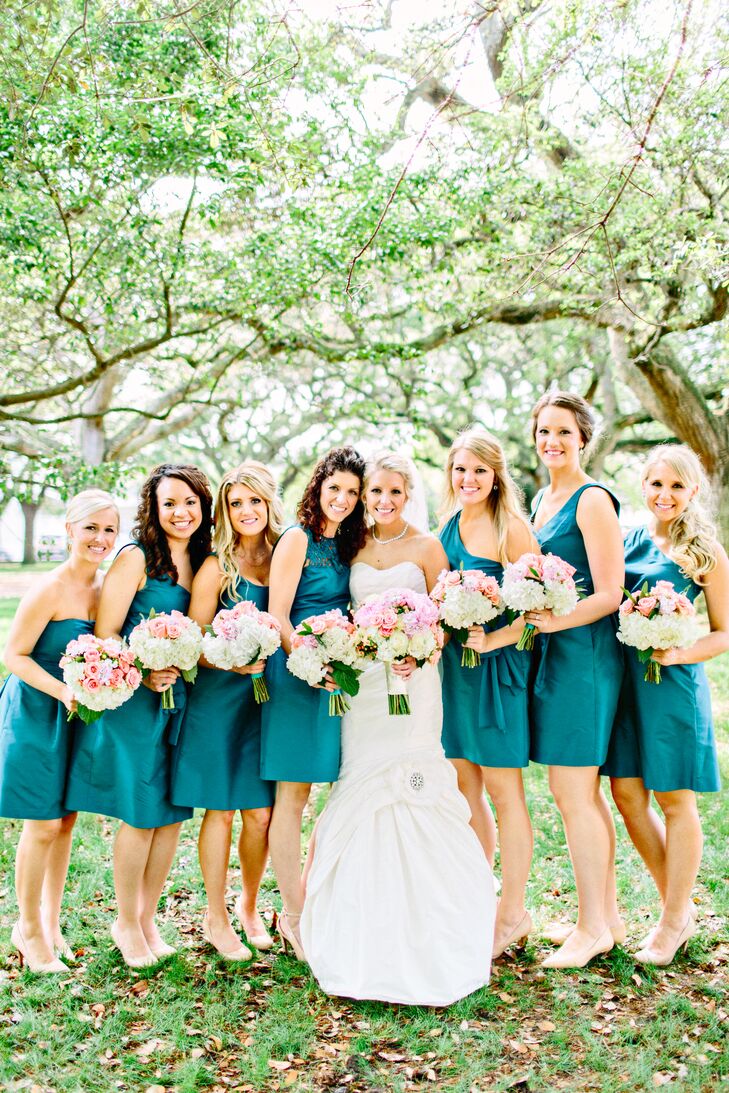 peacock color bridesmaid dresses