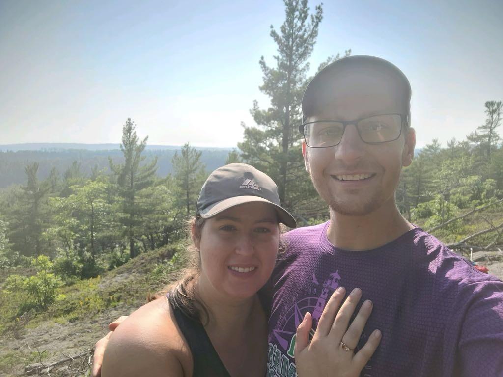 Post proposal! Went to Isle Royale for a backpacking trip. On the fourth day, Tim popped the question. Sarah said YES!