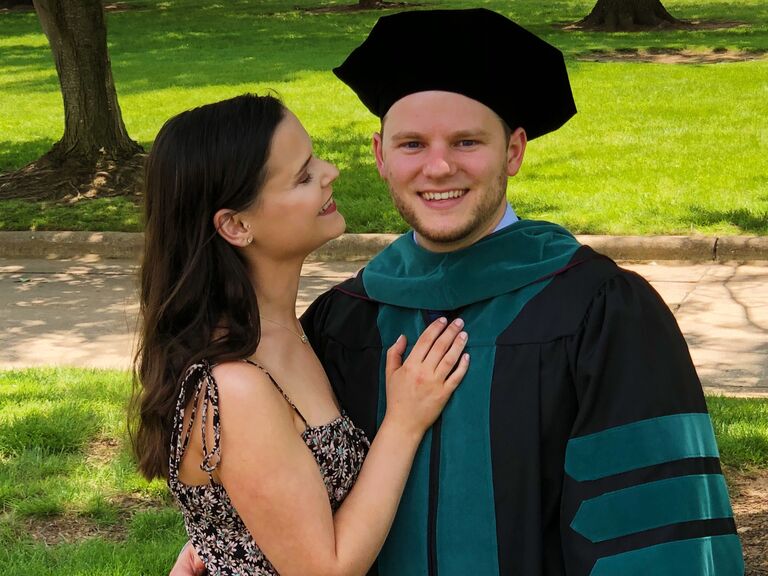 They continued long distance for a year until Andrew graduated with his Doctorate in Physical Therapy. They got an apartment and moved in together in STL. 