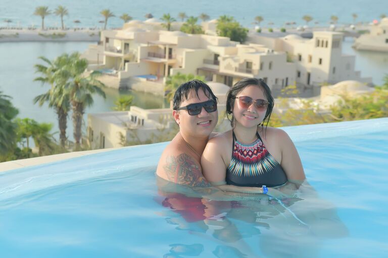 Here's us celebrating our First Anniversary together. We went to The Cove, Ras Al Khaimah. Our first long trip and syempre more to come. 