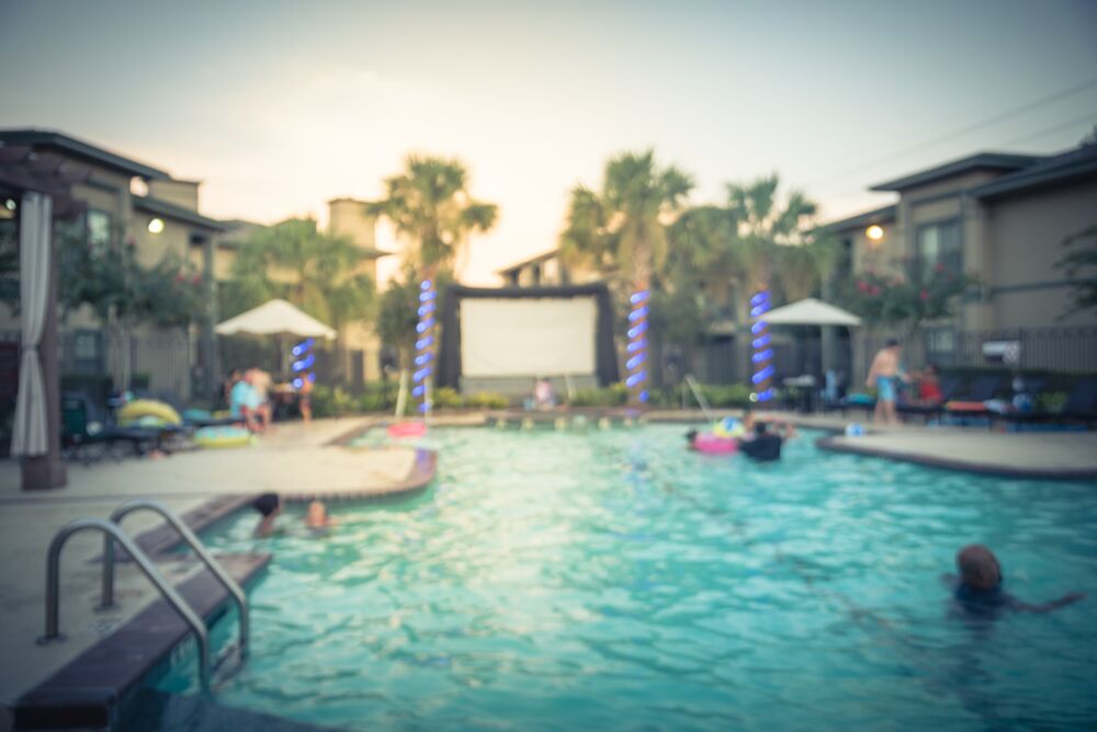 outdoor movie night by the pool