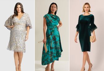 Three cocktail dresses for wedding guests over 50