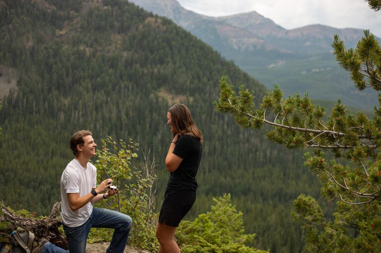 After a 3-mile hike and a scramble up to the top of the waterfall, the proposal.