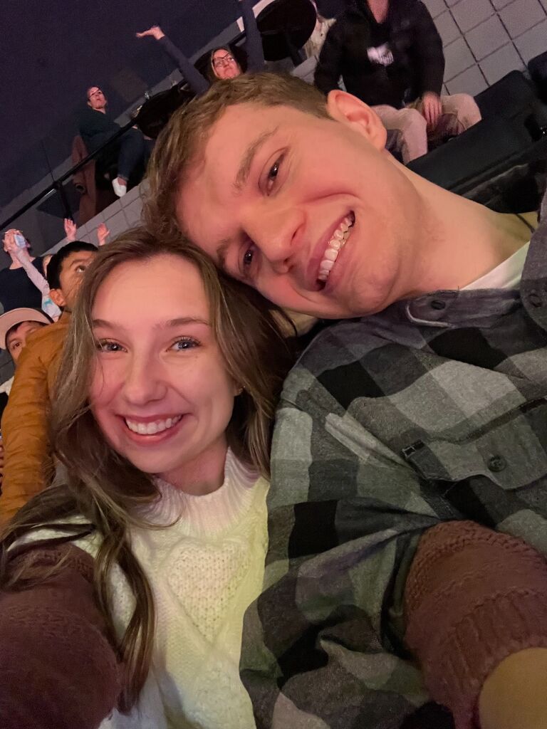 We redid our first pre-official date - a Griffins hockey game. We even wore the same outfits. All that was missing was Kyle and Sean. 