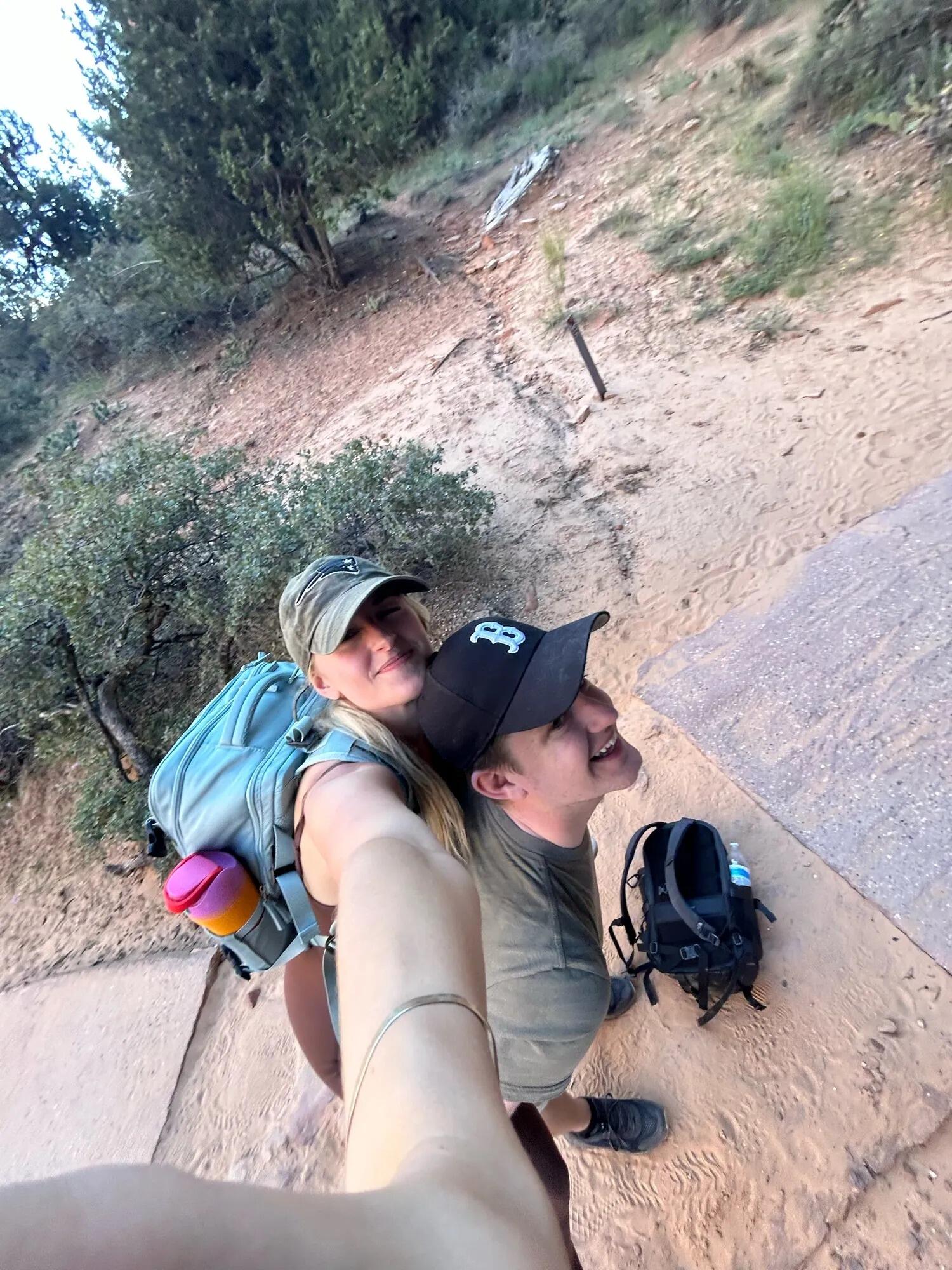 Celebrating at Angels Landing in Zion National Park.