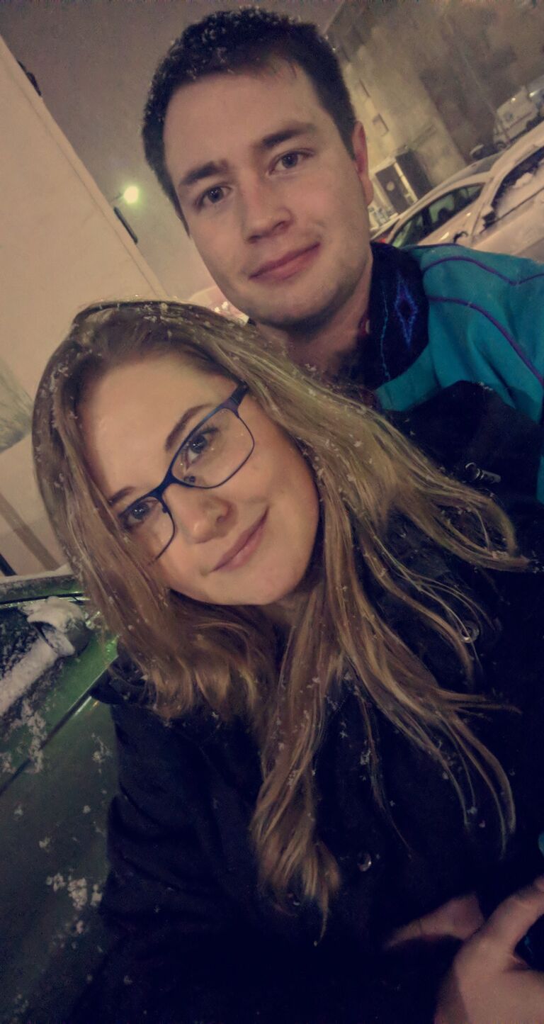 Date night, you can tell Tayler is thrilled I made him stop and take a picture in the snow (hehe)