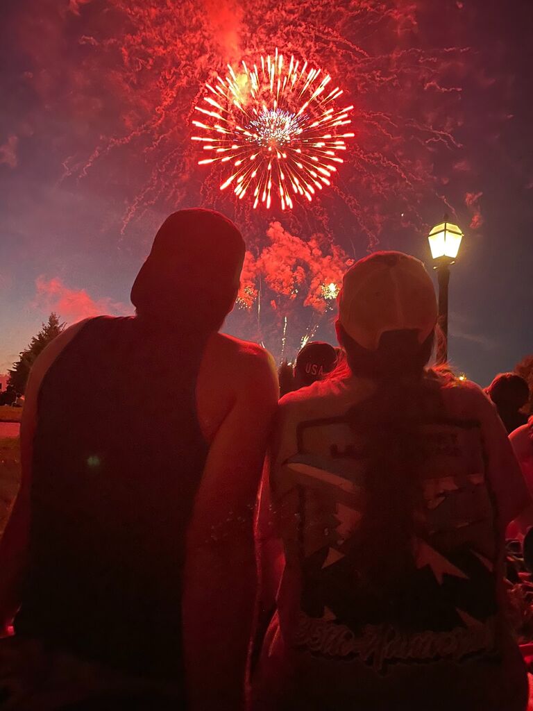 We watched the fireworks over the Wabash River