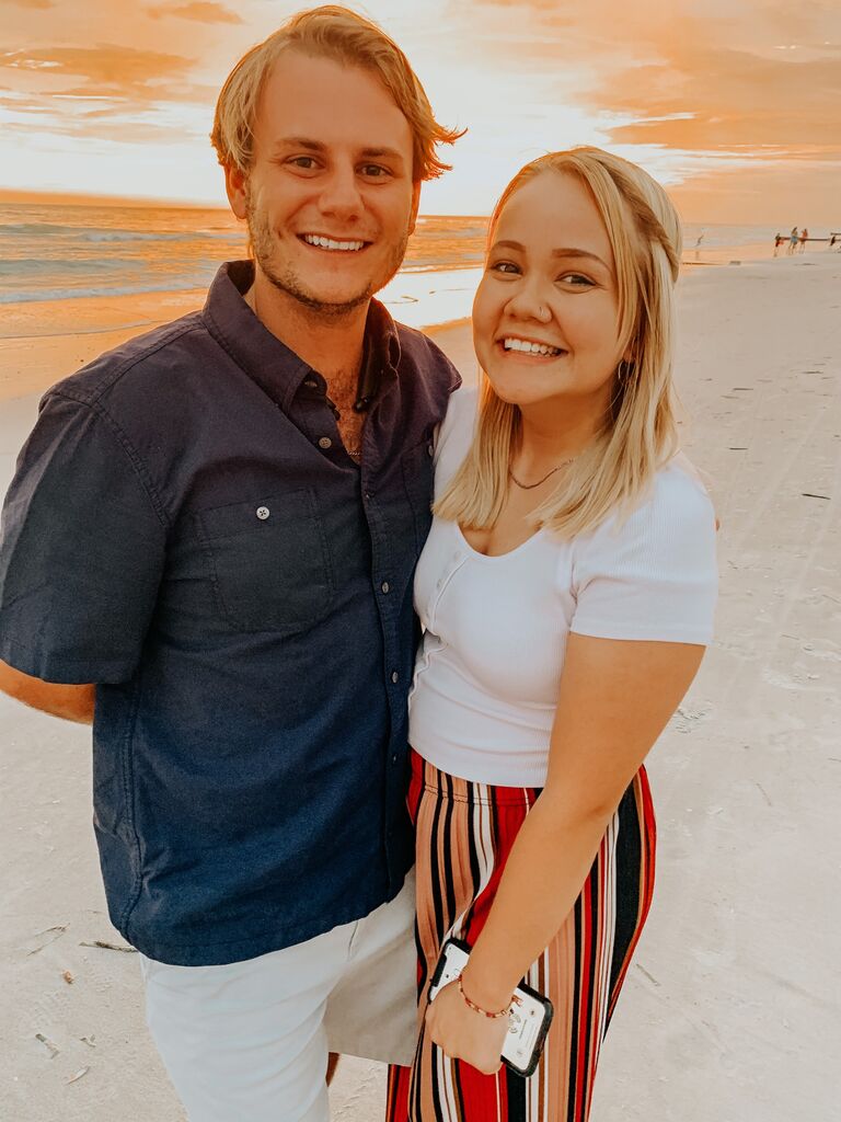 Zach and Alyssa met on an app called "Tinder". It was love at first swipe. Our first date was at Lake Seminole Park where we shared a chicken tender sub from Publix. It was a beautiful day and we sat and talked. After that, we went on two dates in a day! This photo was taken at a beach shortly after Zach and Alyssa met.  On October 6th, 2020, Zach and Alyssa made their relationship official. 