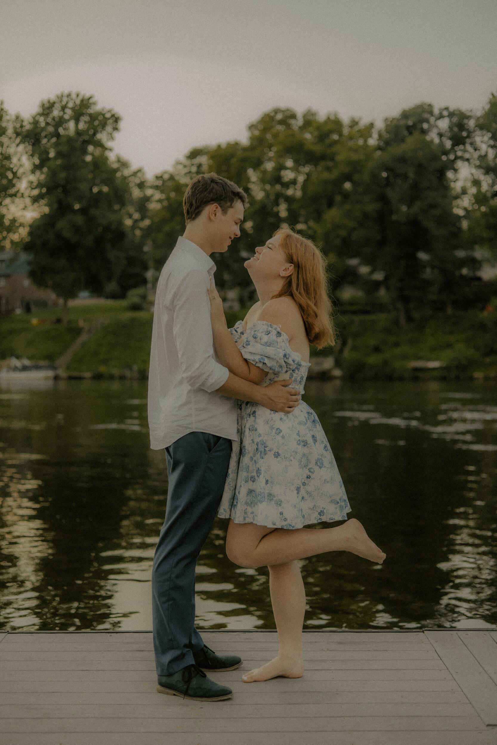 During one of Crystal's favorite songs, Evan asked, "Hey. Can I throw you a curveball?" Then he got down on one knee and proposed!