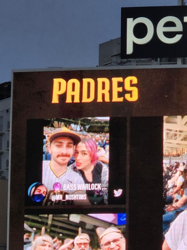 Our first Padres game together and we made it on the big screen. Bre has been converted to a Padres fan.