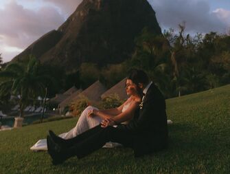 Blue hour photograph of couple