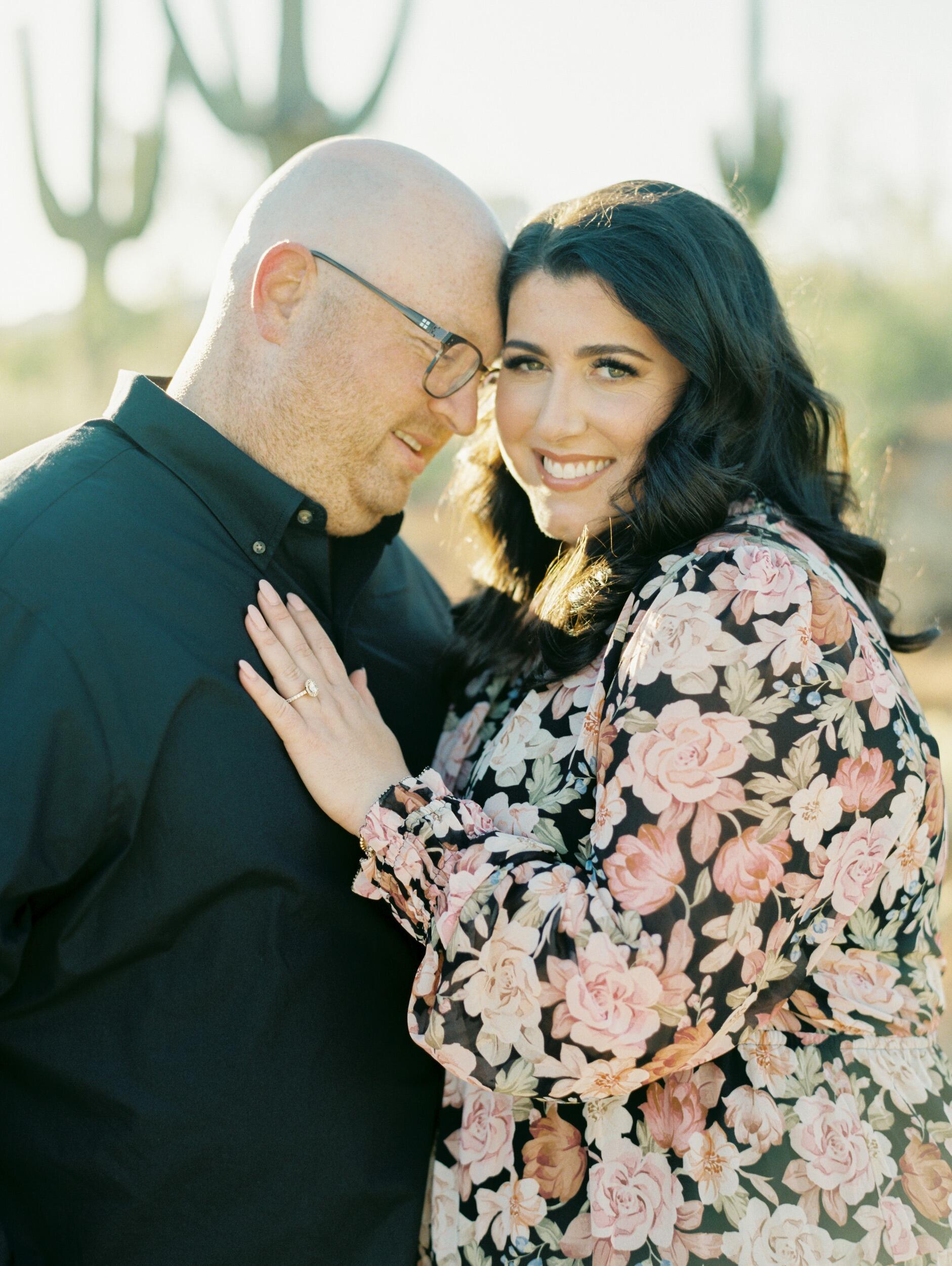 Went out to the Tonto National Forest in Arizona with our photographer, Rachel Soloman, for a desert sunset engagement photoshoot!