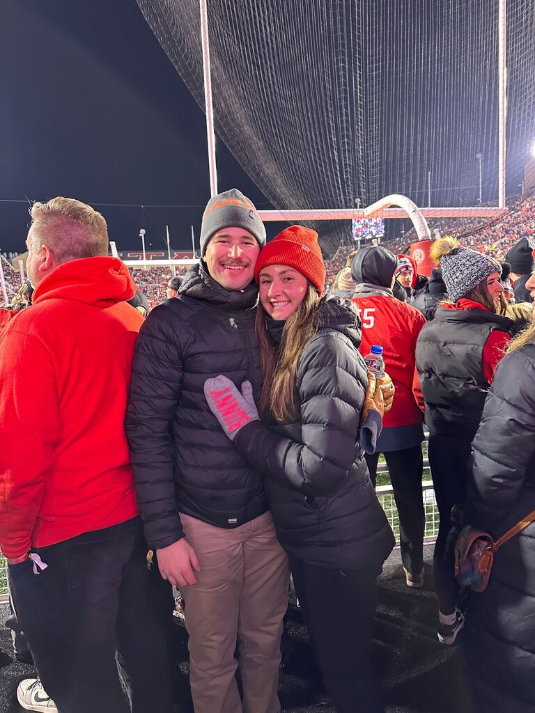 One of many Utah football games we have been to together, this time with field access! Thanks, Archie!