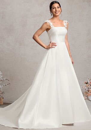 Fall in love with the JJ's House Shalyn A-line Square Convertible Lace Wedding Dress! A timeless and elegant design crafted to make your dream wedding a reality. Shine with confidence as you walk down the aisle.