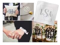 Collage of monogrammed items 